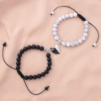 Pulseras tu y yo de corazón y piedras naturales