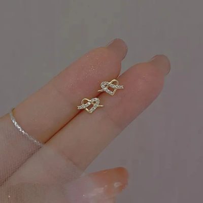 Aretes mini corazón gold/silver - Imagen 2
