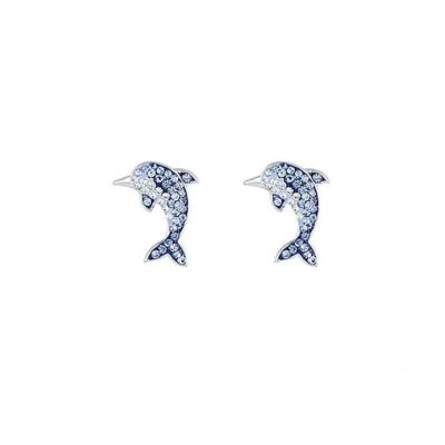 Aretes de delfin zirconia azul - Imagen 3