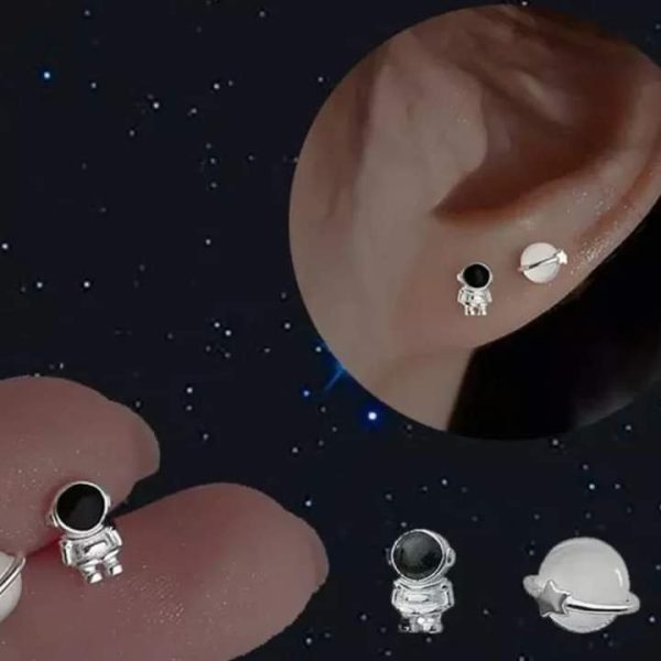 Aretes planeta y astronauta asimétricos - Imagen 2