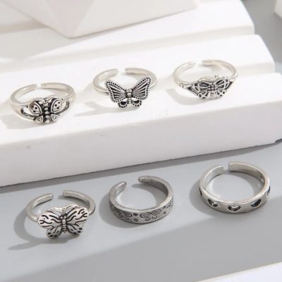 Set de 6 anillos de mariposa - Imagen 2