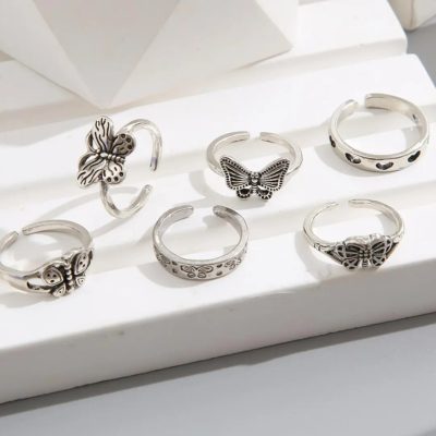 Set de 6 anillos de mariposa