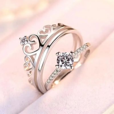 Set anillos corona de corazón - Imagen 2