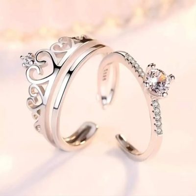 Set anillos corona de corazón