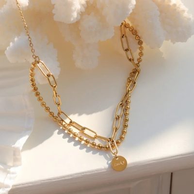 Pulsera doble lucky dorada - Imagen 2