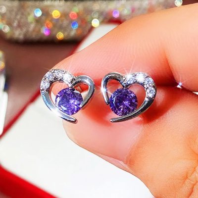 Aretes de corazón y zirconia - Imagen 2