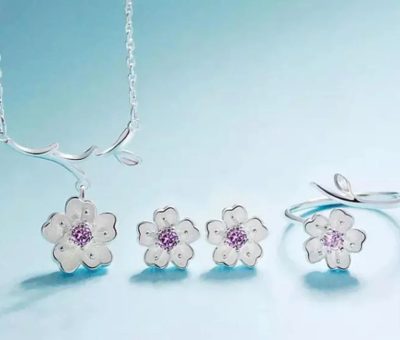 Set completo flor de cerezo violeta