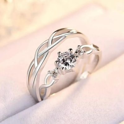 Anillos trenzados y zirconia - Imagen 2