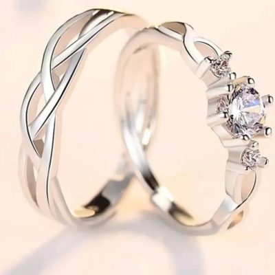 Anillos trenzados y zirconia