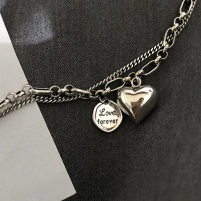 Pulsera doble links love forever y corazón - Imagen 3