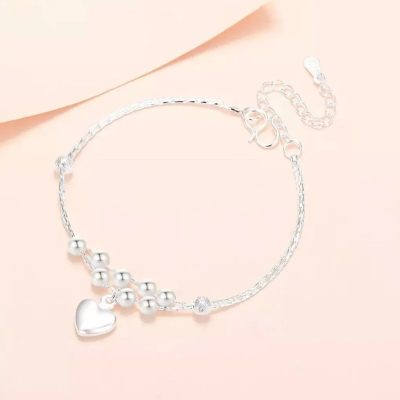 Pulsera doble esferas y corazón - Imagen 2