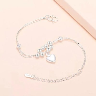 Pulsera doble esferas y corazón - Imagen 3