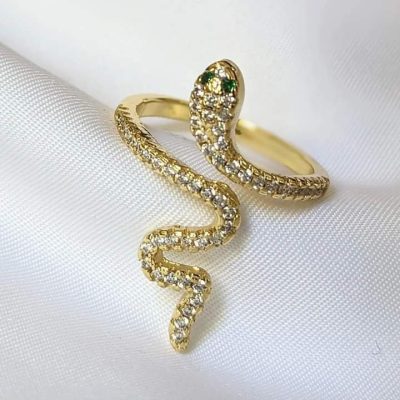Anillo de serpiente larga dorado - Imagen 3