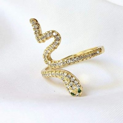 Anillo de serpiente larga dorado - Imagen 2