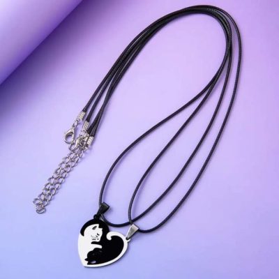 Collar tu y yo de gatitos en corazón - Imagen 4