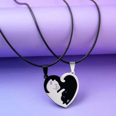 Collar tu y yo de gatitos en corazón - Imagen 2