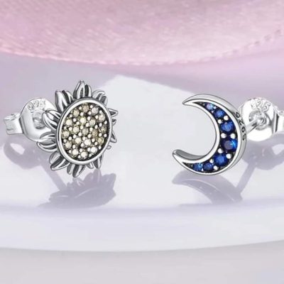 Aretes luna azul y sol