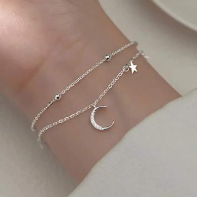 Pulsera doble luna y estrellas - Imagen 2