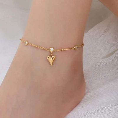 Tobillera de corazón y zirconias - Imagen 2