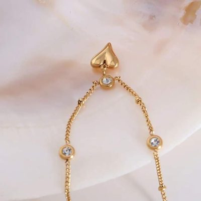 Tobillera de corazón y zirconias - Imagen 4
