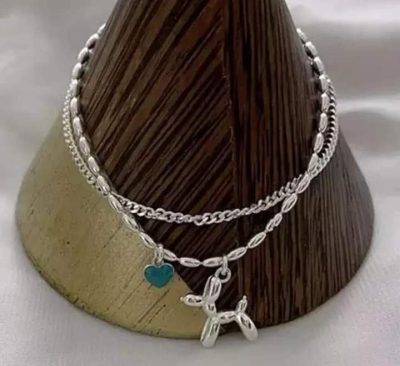 Pulsera doble de perrito corazon verde - Imagen 4