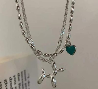 Pulsera doble de perrito corazon verde - Imagen 2