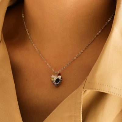 Collar de corazón y zirconias multicolores - Imagen 2