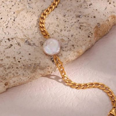 Pulsera fígaro y perla