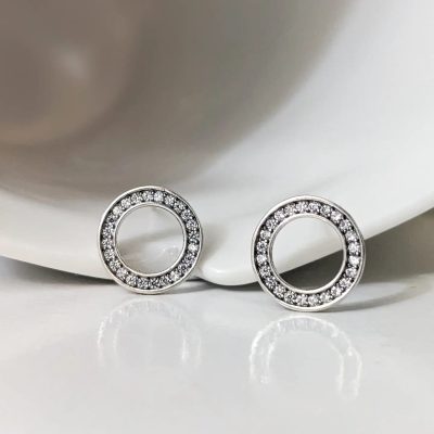 Aretes círculo con zirconias - Imagen 2