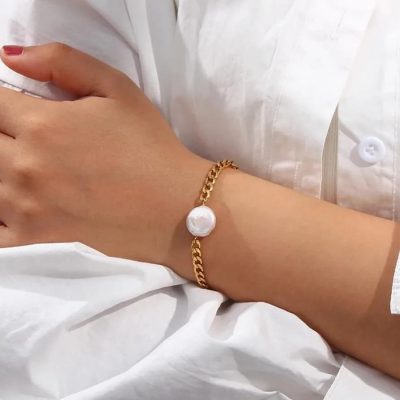 Pulsera fígaro y perla - Imagen 4