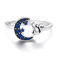 Anillo luna azul y gato