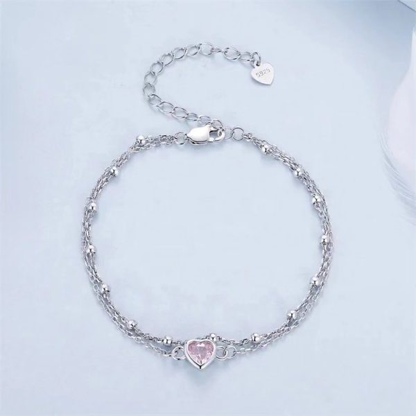 Pulsera doble corazón pink - Imagen 4