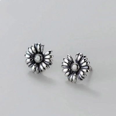 Aretes de girasol silver - Imagen 4