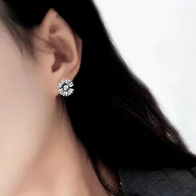Aretes de girasol silver - Imagen 2