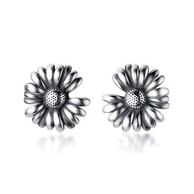 Aretes de girasol silver - Imagen 5