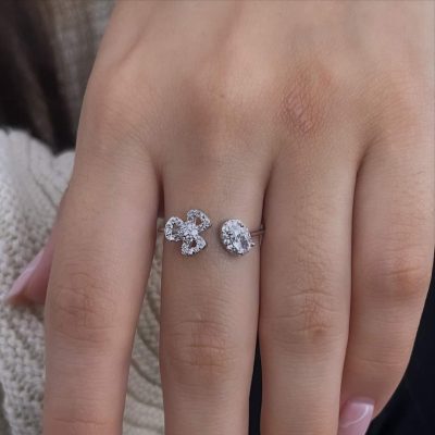 Anillo trebol y zirconia - Imagen 2